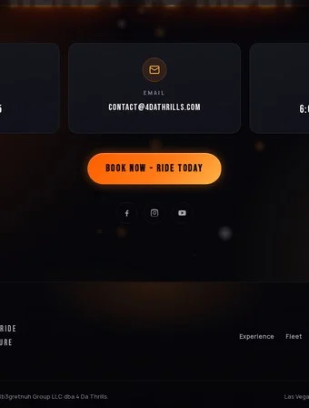 Contact section of the redesigned 4 Da Thrills site