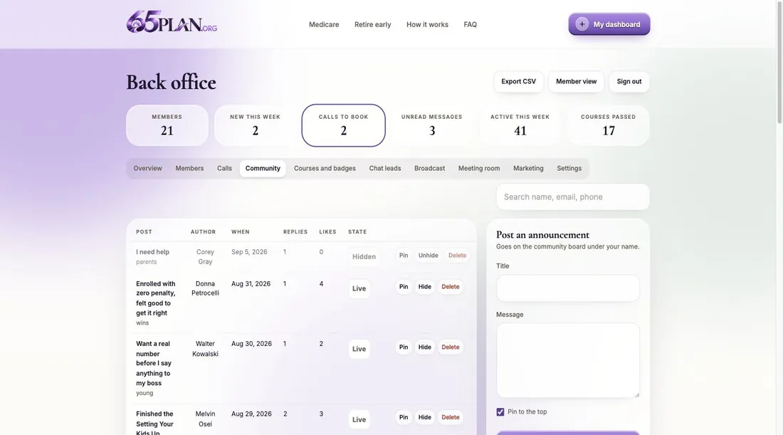 Admin community moderation tab