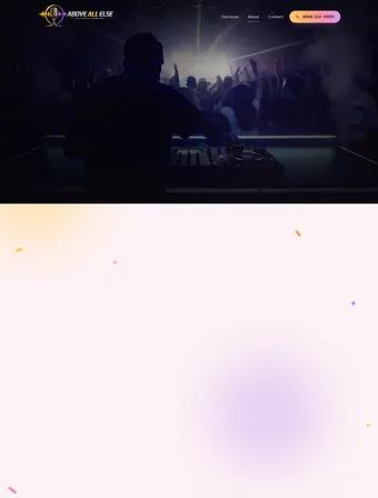 About page of the redesigned Above All Else Entertainment site