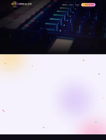 Contact page of the redesigned Above All Else Entertainment site