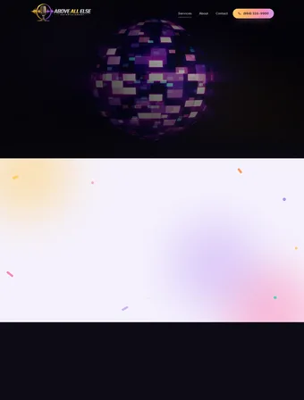 DJ and Karaoke page of the redesigned Above All Else Entertainment site