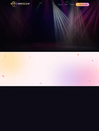 Services page of the redesigned Above All Else Entertainment site