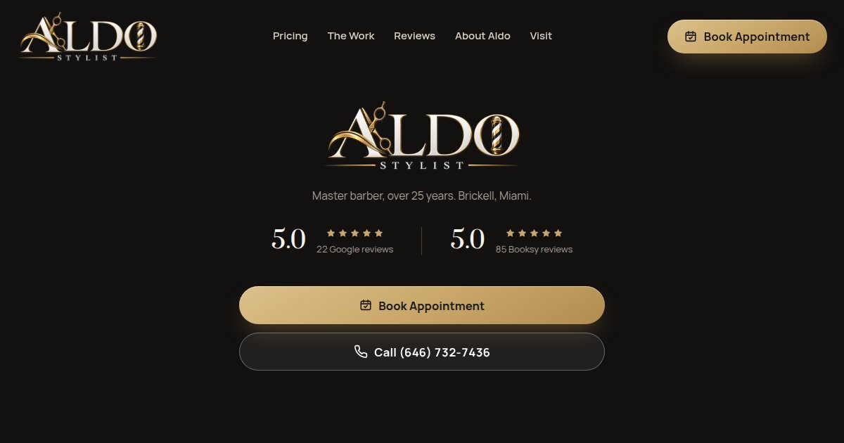 Aldostylist link-in-bio page, live