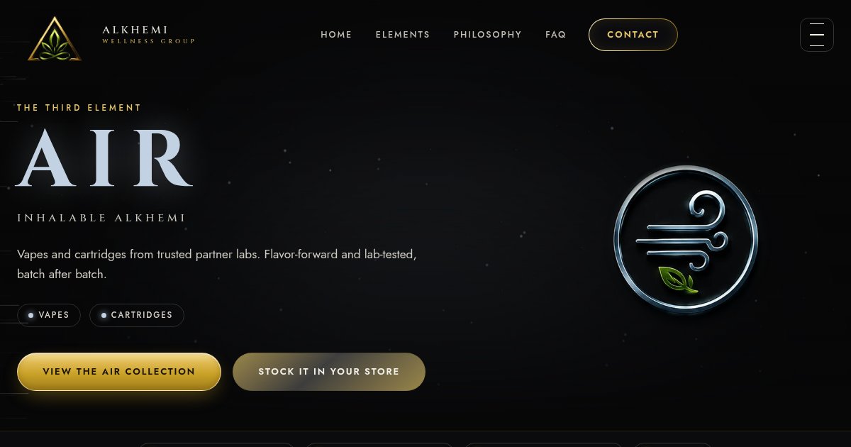 Alkhemi Air element product page, live
