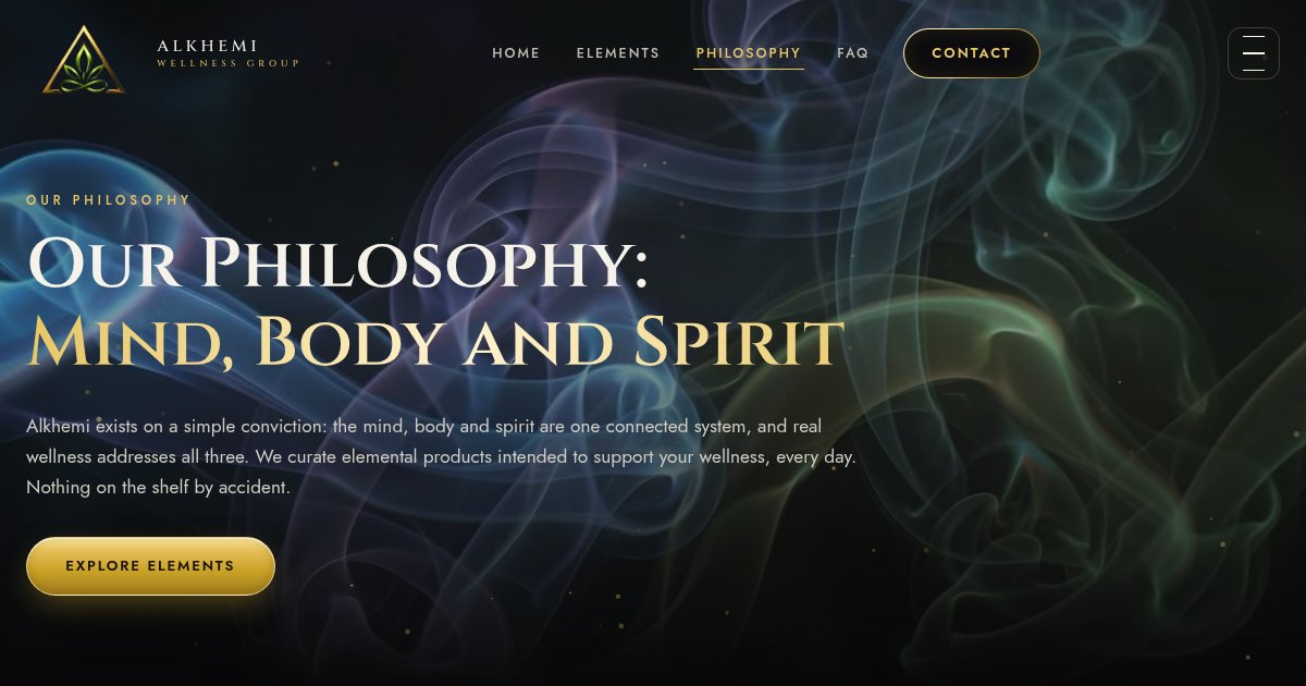 Alkhemi Our Philosophy page, live