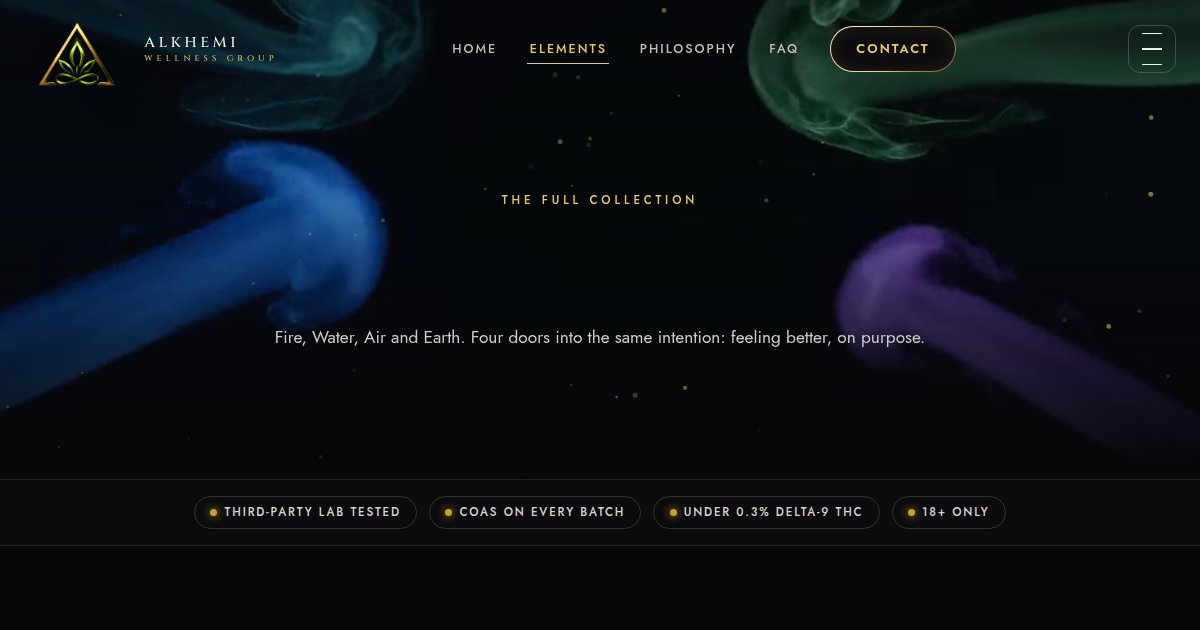 Alkhemi shop by element overview page, live
