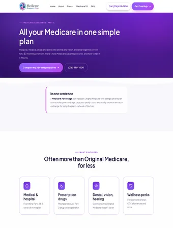Medicare Advantage page of the new Amanda Brewton site
