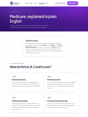 Medicare 101 page of the new Amanda Brewton site