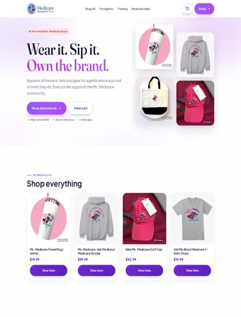 Ms. Medicare Shop page of the new Amanda Brewton site