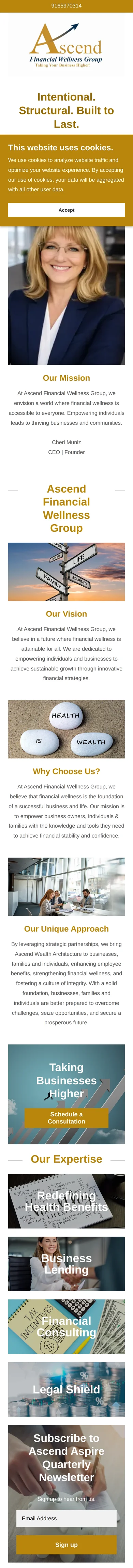 Same-day capture of the original Ascend Financial Wellness Group homepage at iPhone size