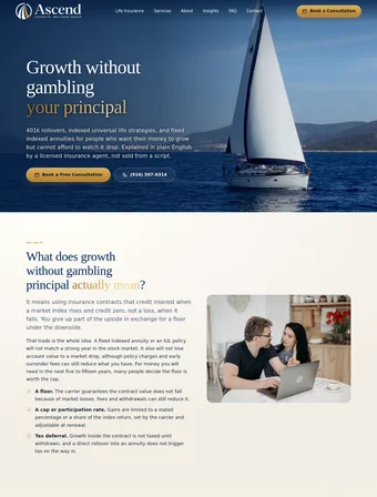 Financial consulting page of the redesigned Ascend Financial Wellness site