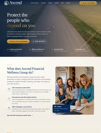 The redesigned Ascend Financial Wellness Group homepage