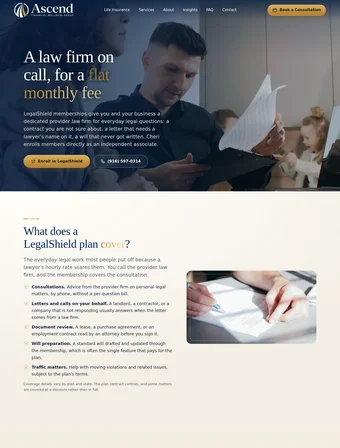 LegalShield page of the redesigned Ascend Financial Wellness site