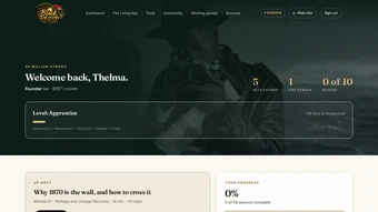 The 40 Million Strong member dashboard, showing level and progress