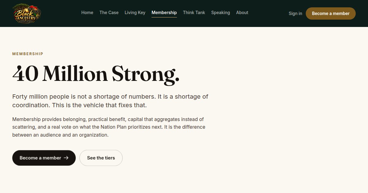 40 Million Strong membership tiers page, live