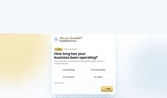 Fundability Score calculator, step one, asking how long the business has been operating