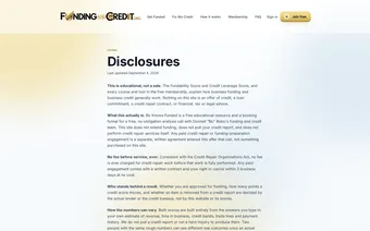 Disclosures page with CROA compliance language