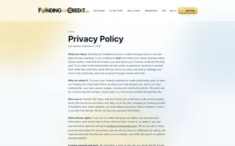 Privacy policy page