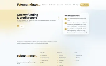 Get my funding and credit report page, requesting a free analysis call