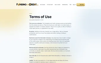 Terms of use page