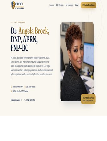 Live about page of Brock Occupational Health & Wellness