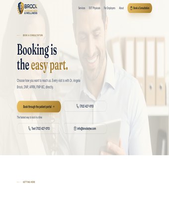 Live booking page of Brock Occupational Health & Wellness