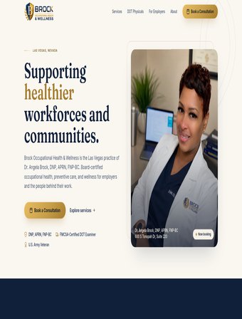 Live homepage of Brock Occupational Health & Wellness