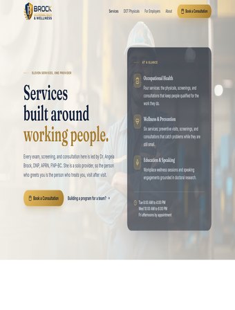 Live services page of Brock Occupational Health & Wellness