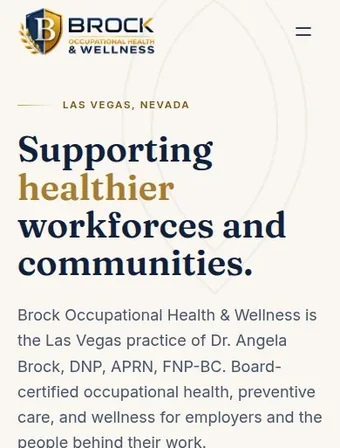 The live Brock Occupational Health & Wellness homepage