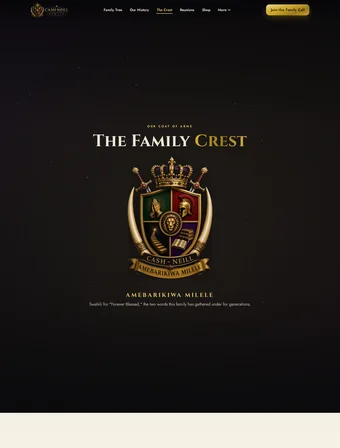 Family Crest page of the redesigned Cash-Neill Family site