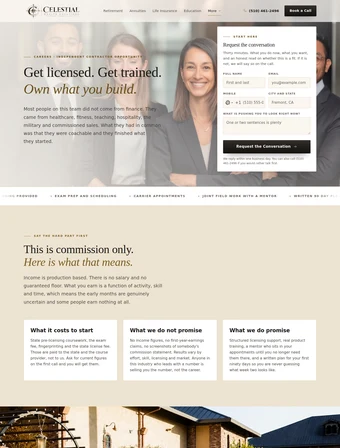 Careers page of the redesigned Celestial Wealth Solutions site