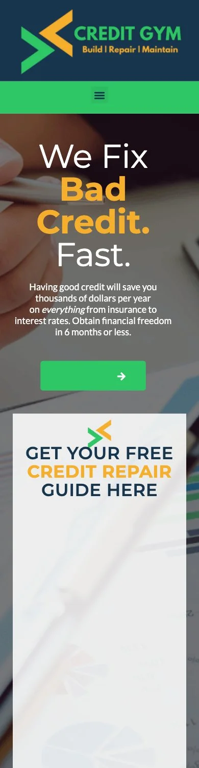 Original Credit Gym homepage captured on an iPhone-size viewport