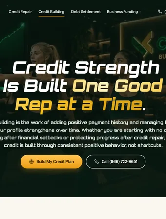 Credit Building page of the redesigned Credit Gym site