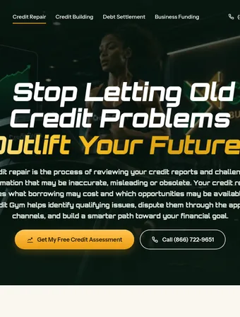 Credit Repair page of the redesigned Credit Gym site