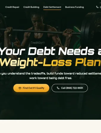 Debt Settlement page of the redesigned Credit Gym site