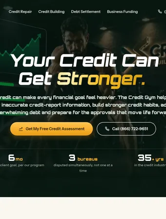 Homepage of the redesigned Credit Gym site