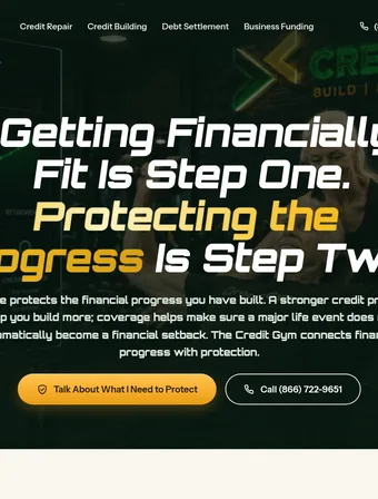 Insurance page of the redesigned Credit Gym site