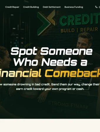 Refer a Friend page of the redesigned Credit Gym site