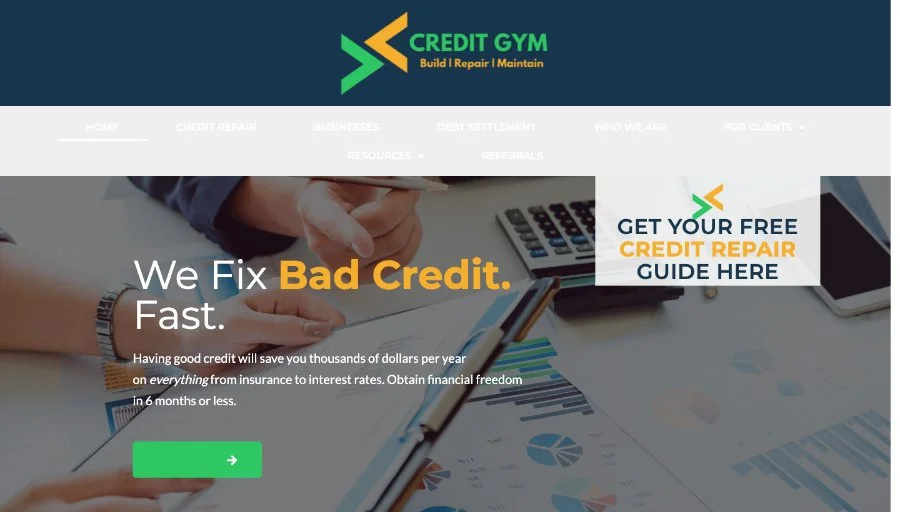 The old Credit Gym homepage