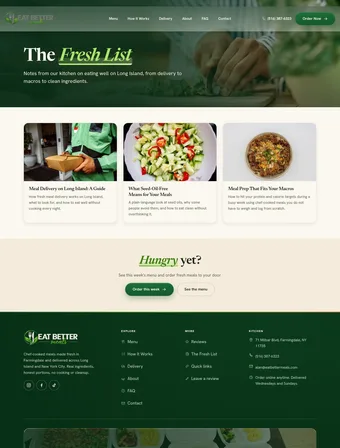Blog page of the redesigned Eat Better Meals site