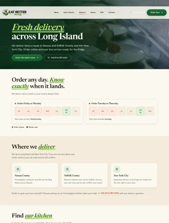 Delivery page of the redesigned Eat Better Meals site