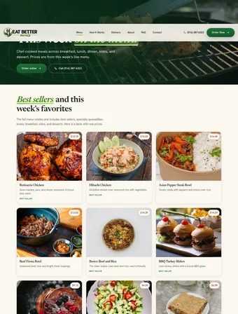 Menu page of the redesigned Eat Better Meals site
