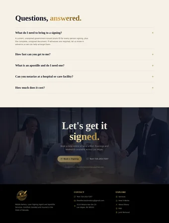 FAQ section of the redesigned Elite Class LV site