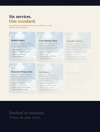 Services section of the redesigned Elite Class LV site
