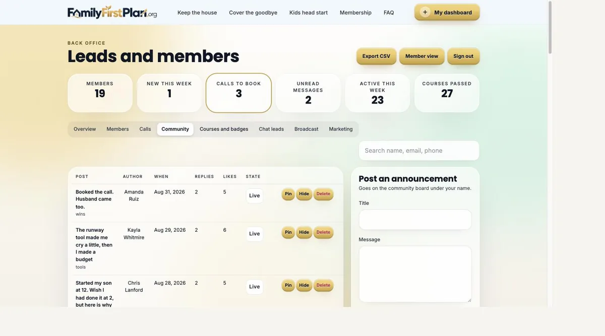 Admin community moderation tab