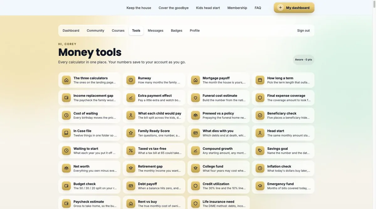 Catalog of 31 member financial tools