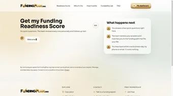 Chat-style intake flow that starts the Funding Readiness Score