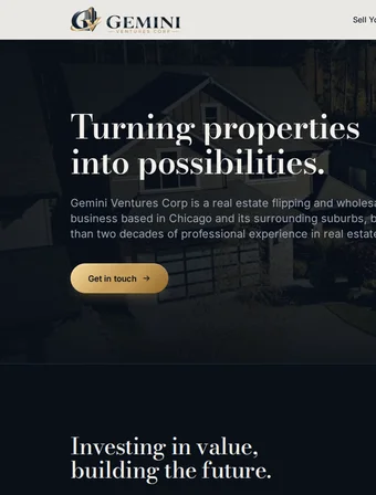 About page of the redesigned Gemini Ventures Corp site