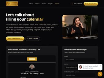 Gold Standard Marketing contact page, live capture