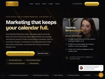 Gold Standard Marketing homepage, live capture